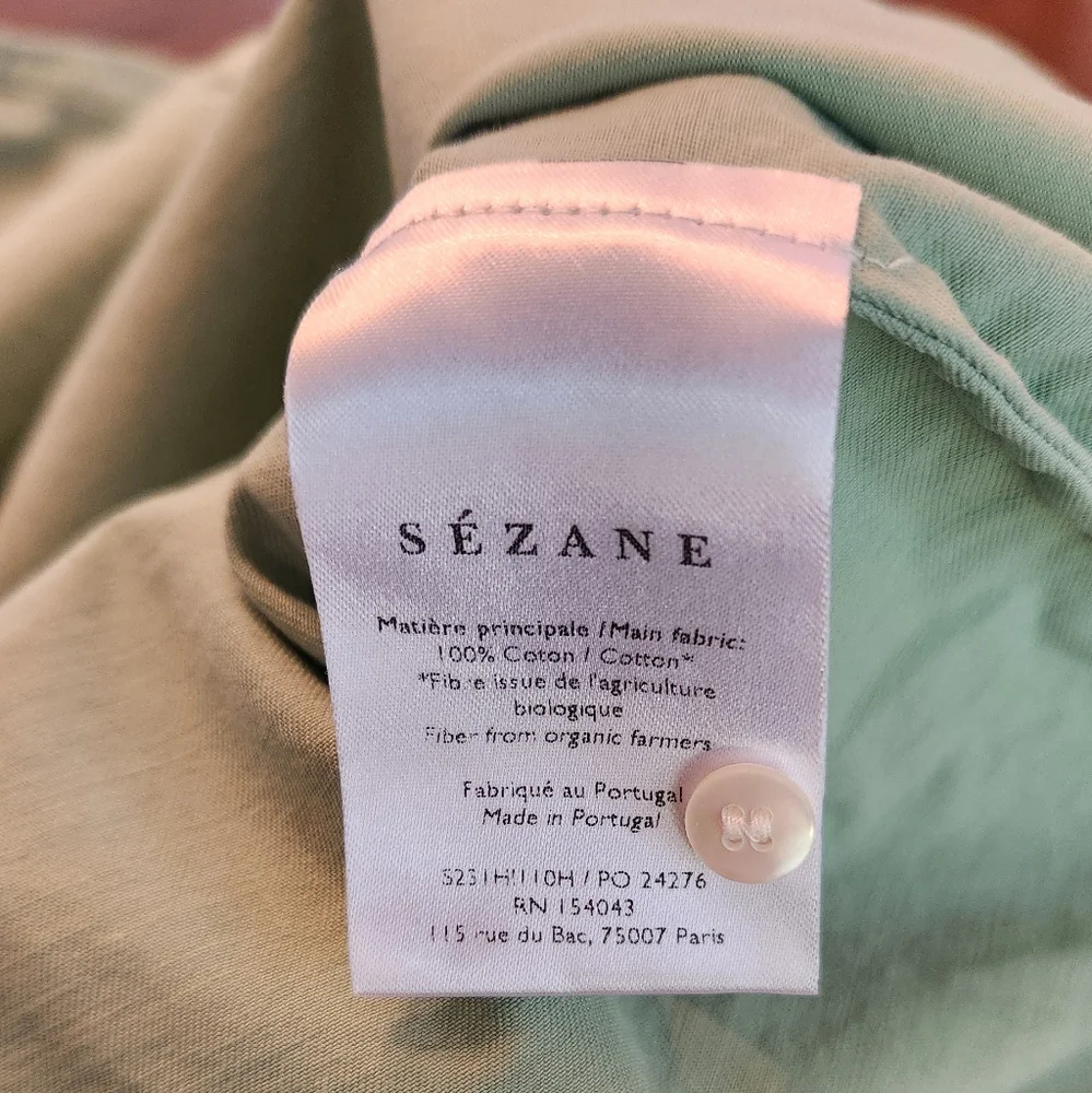 Sezane Max Pastel Green Button Down Shirt 100% Cotton Size EU 38/ US 6 - Picture 6 of 7